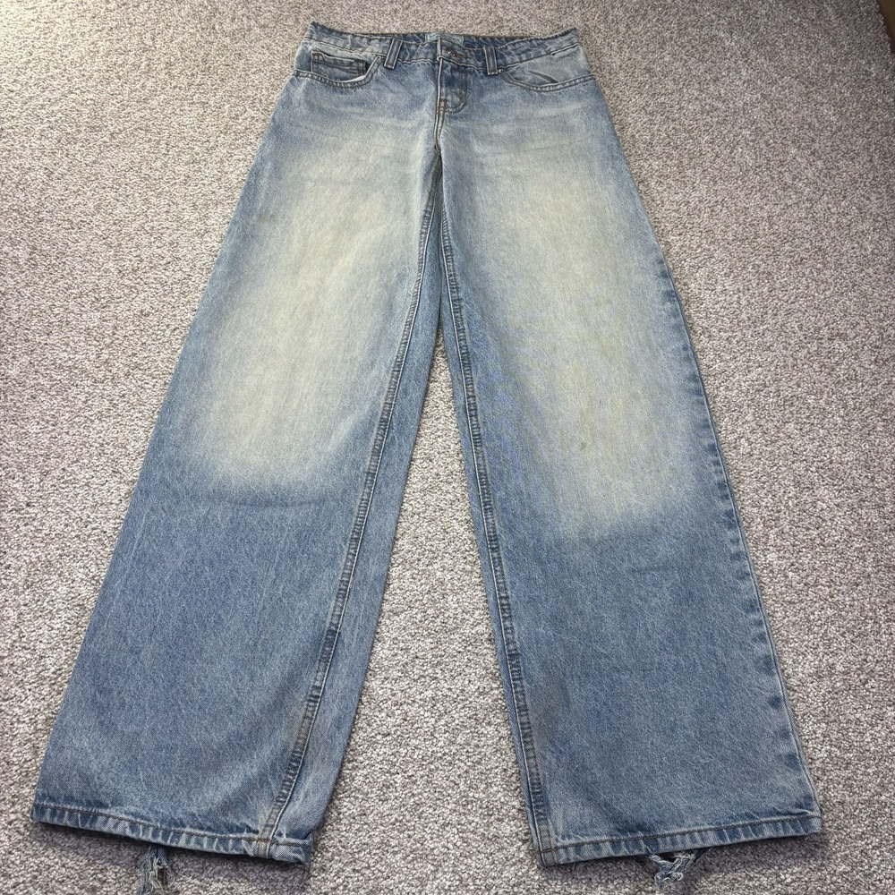Revice Wide Leg Jeans Womens 24 Blue Light Wash Relaxed Distressed Denim Pants